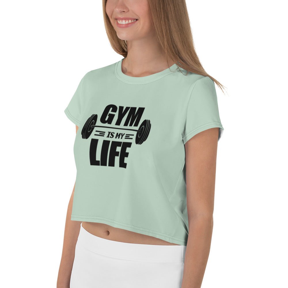 GYM IS MY LIFE - All-Over Print Crop Tee