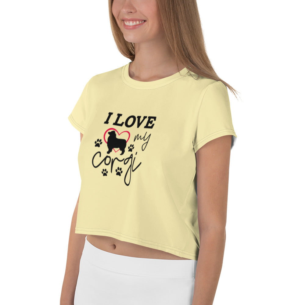 I LOVE MY CORGI - All-Over Print Crop Tee