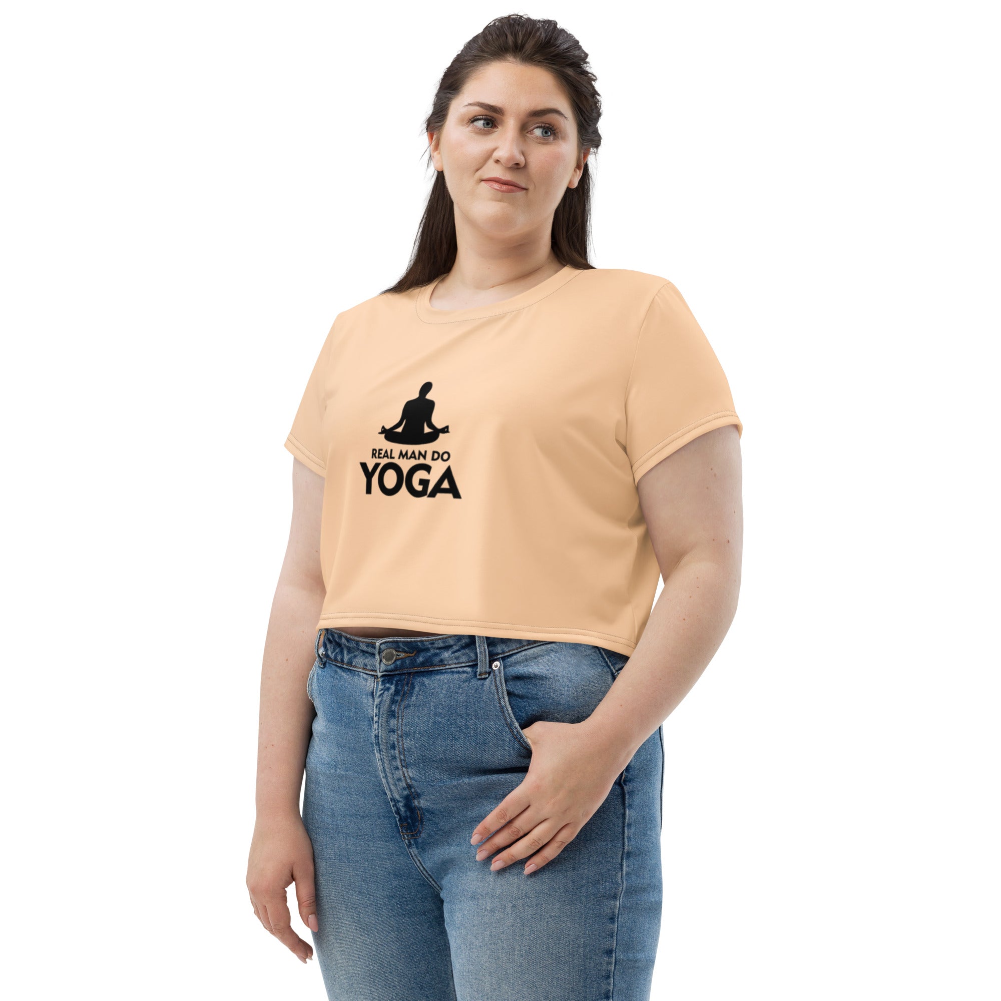 REAL MAN DO YOGA - All-Over Print Crop Tee