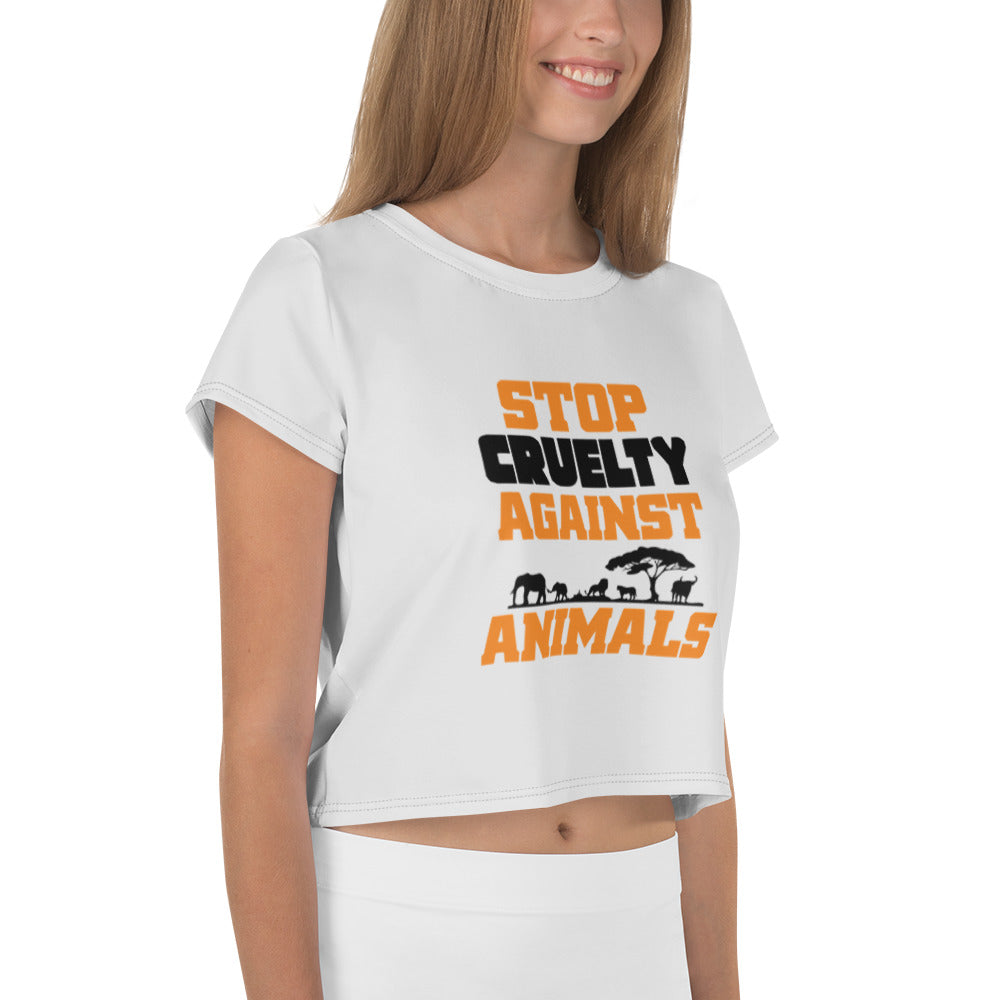 STOP CRUELTY AGAINST ANIMALS - All-Over Print Crop Tee