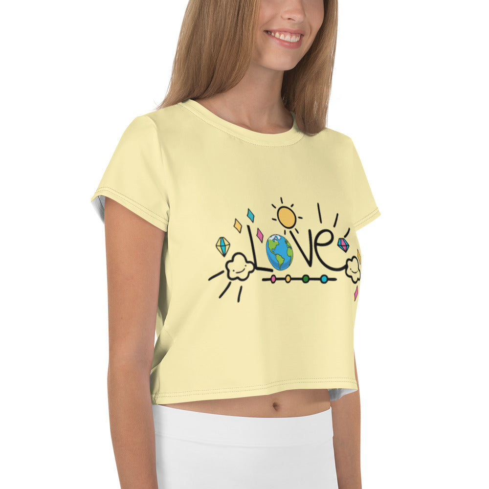 LOVE EARTH - All-Over Print Crop Tee