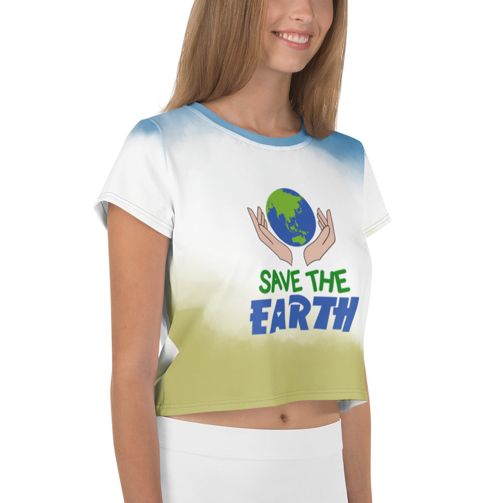 SAVE THE EARTH - All-Over Print Crop Tee