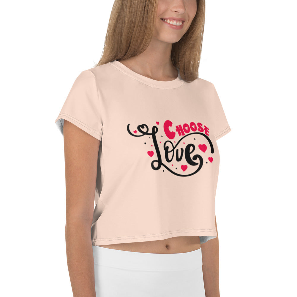 CHOOSE LOVE - All-Over Print Crop Tee