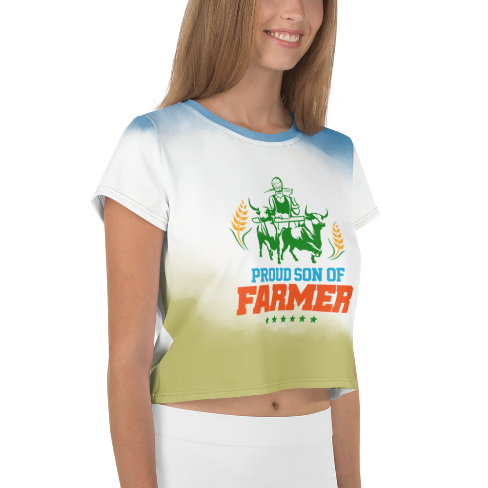 PROUD SON OF FARMER - All-Over Print Crop Tee