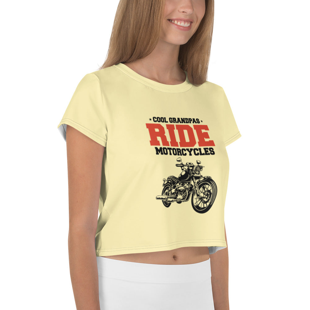 COOL GRANDPAS RIDE MOTORCYCLES - All-Over Print Crop Tee