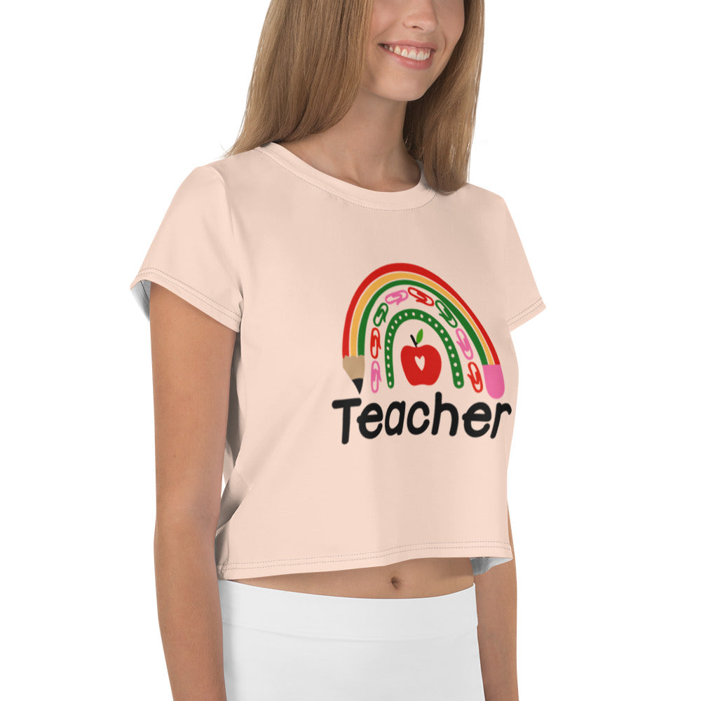 TEACHER - All-Over Print Crop Tee