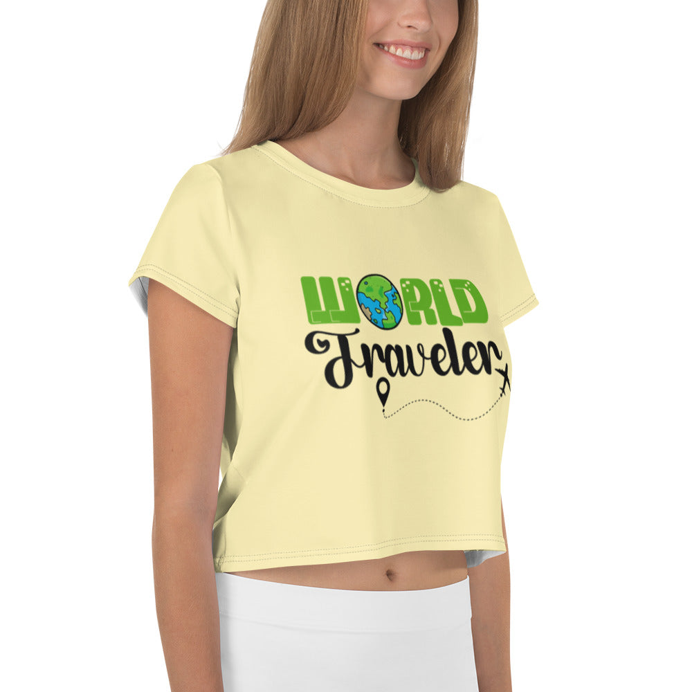 WORLD TRAVELER - All-Over Print Crop Tee