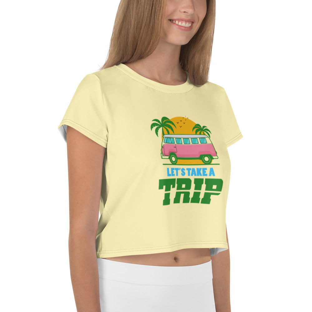 LET'S TAKE A TRIP - All-Over Print Crop Tee