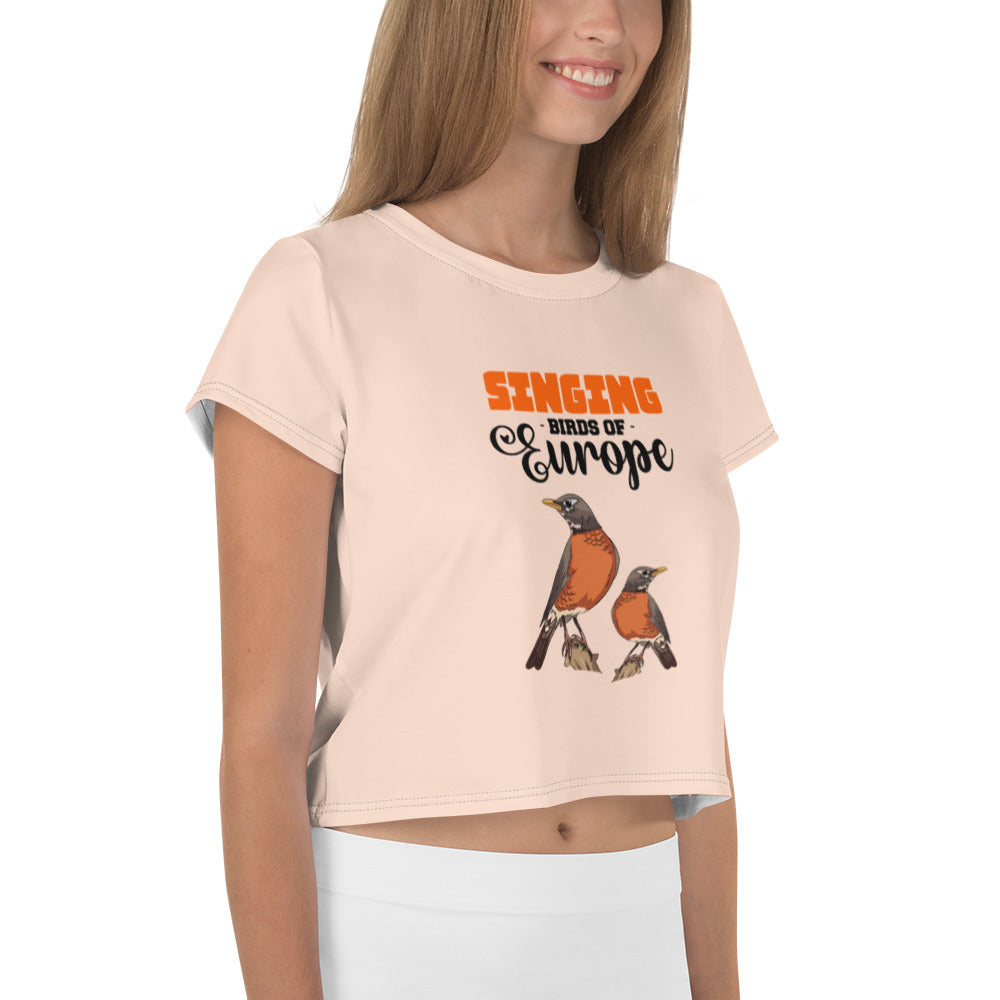 SINGING BIRDS OF EUROPE - All-Over Print Crop Tee