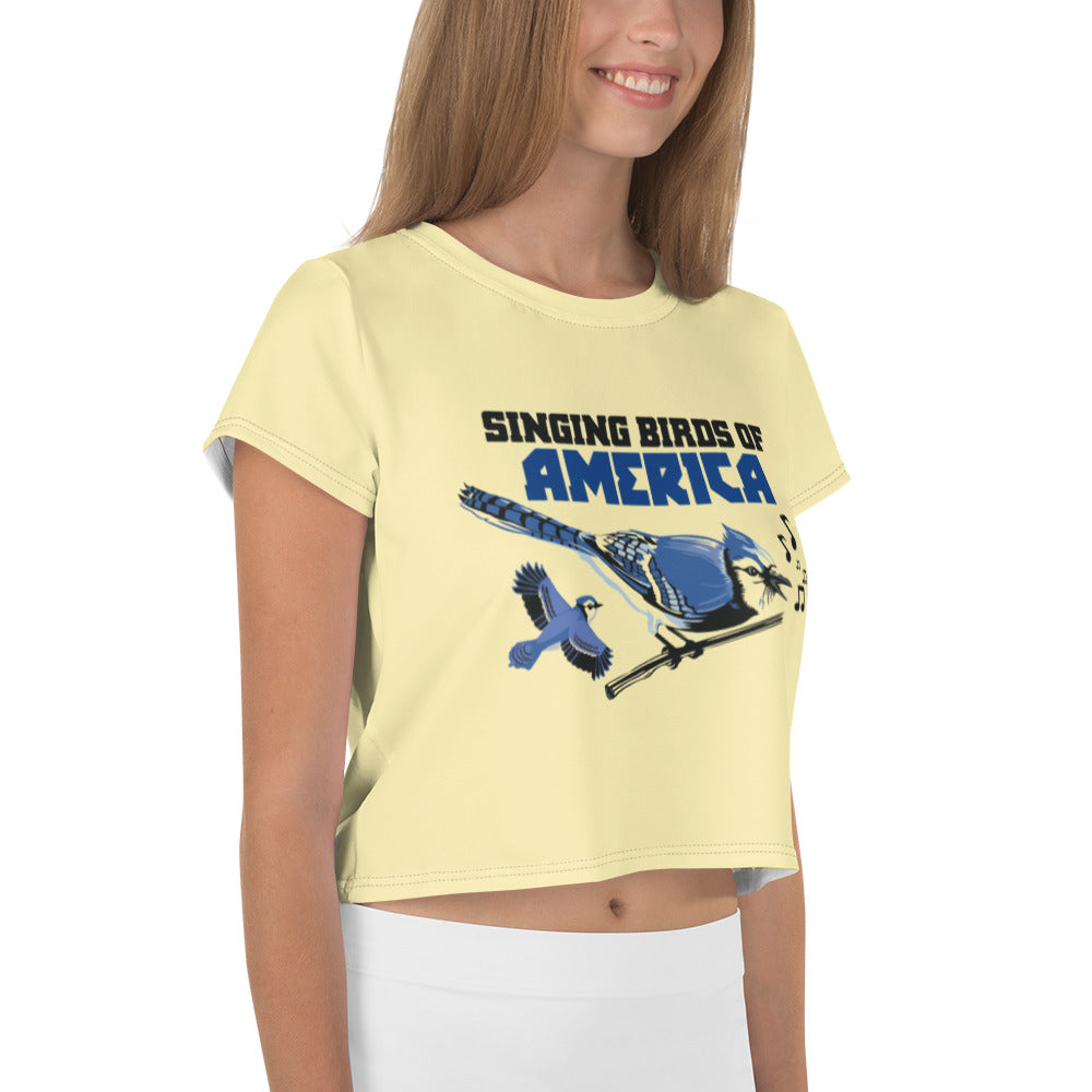 SINGING BIRDS OF AMERICA - All-Over Print Crop Tee