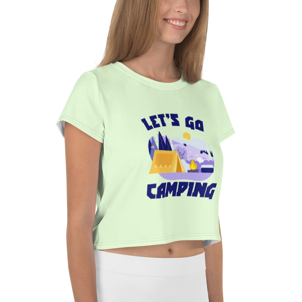 LET'S GO CAMPING - All-Over Print Crop Tee