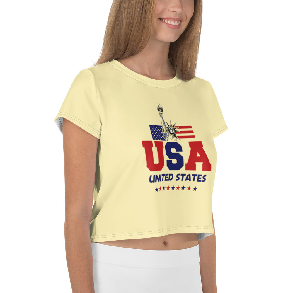 UNITED STATES OF AMERICA - All-Over Print Crop Tee