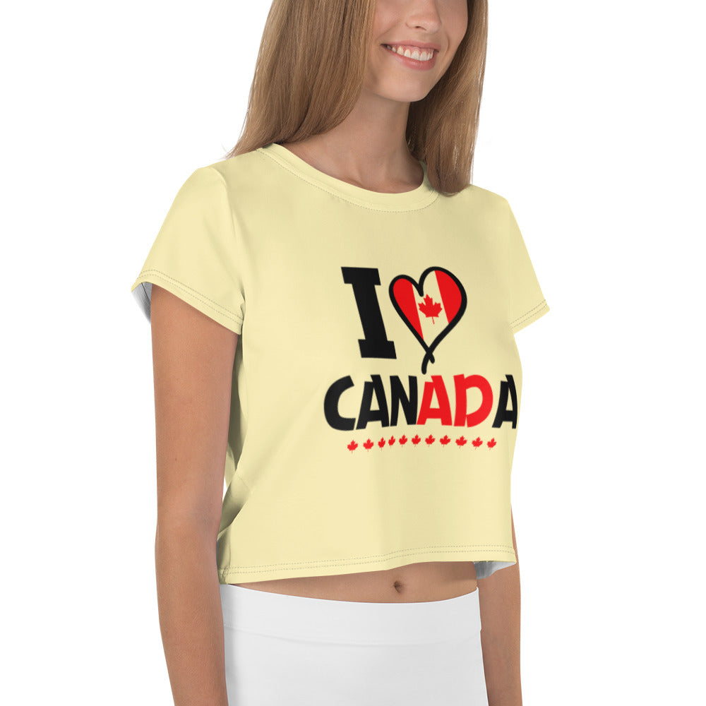 I LOVE CANADA - All-Over Print Crop Tee