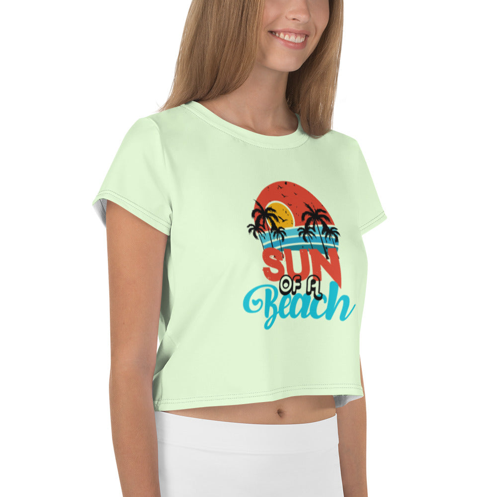 SUN OF A BEACH - All-Over Print Crop Tee