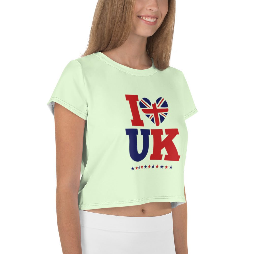 I LOVE UK - All-Over Print Crop Tee