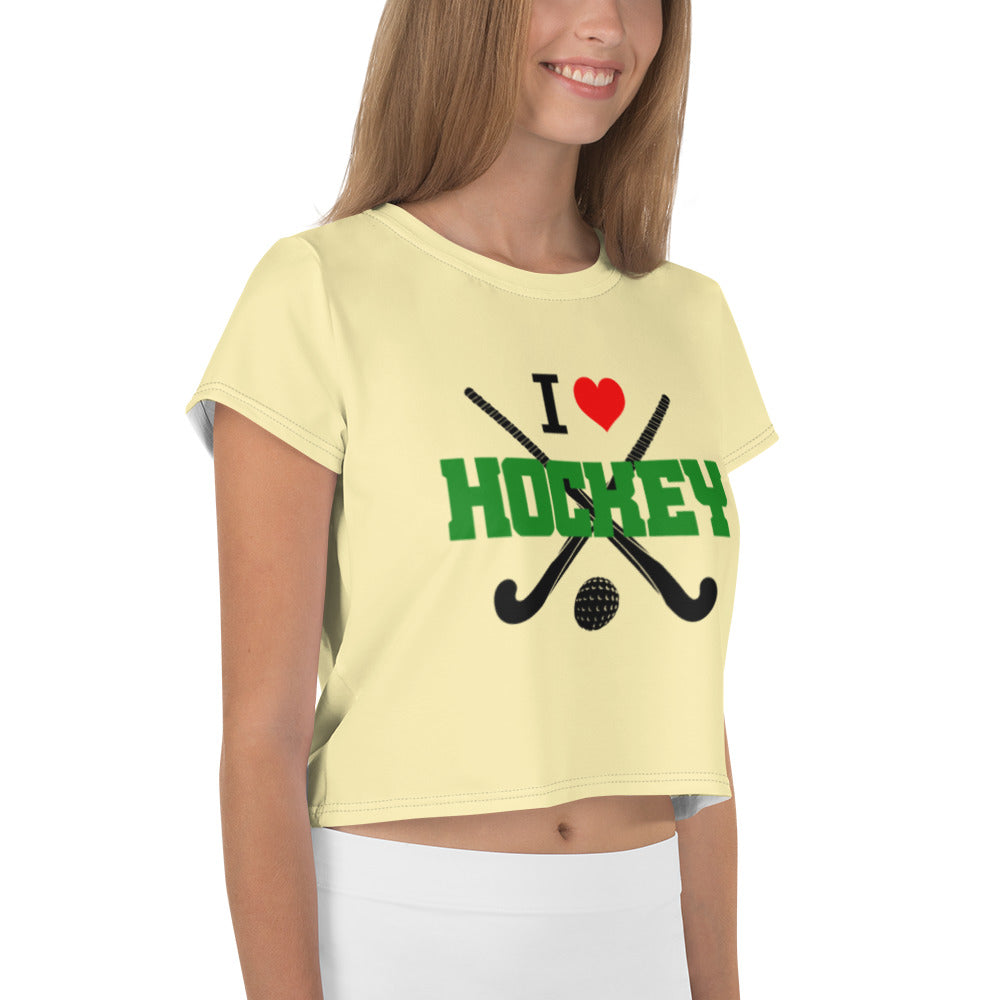 I LOVE HOCKEY - All-Over Print Crop Tee