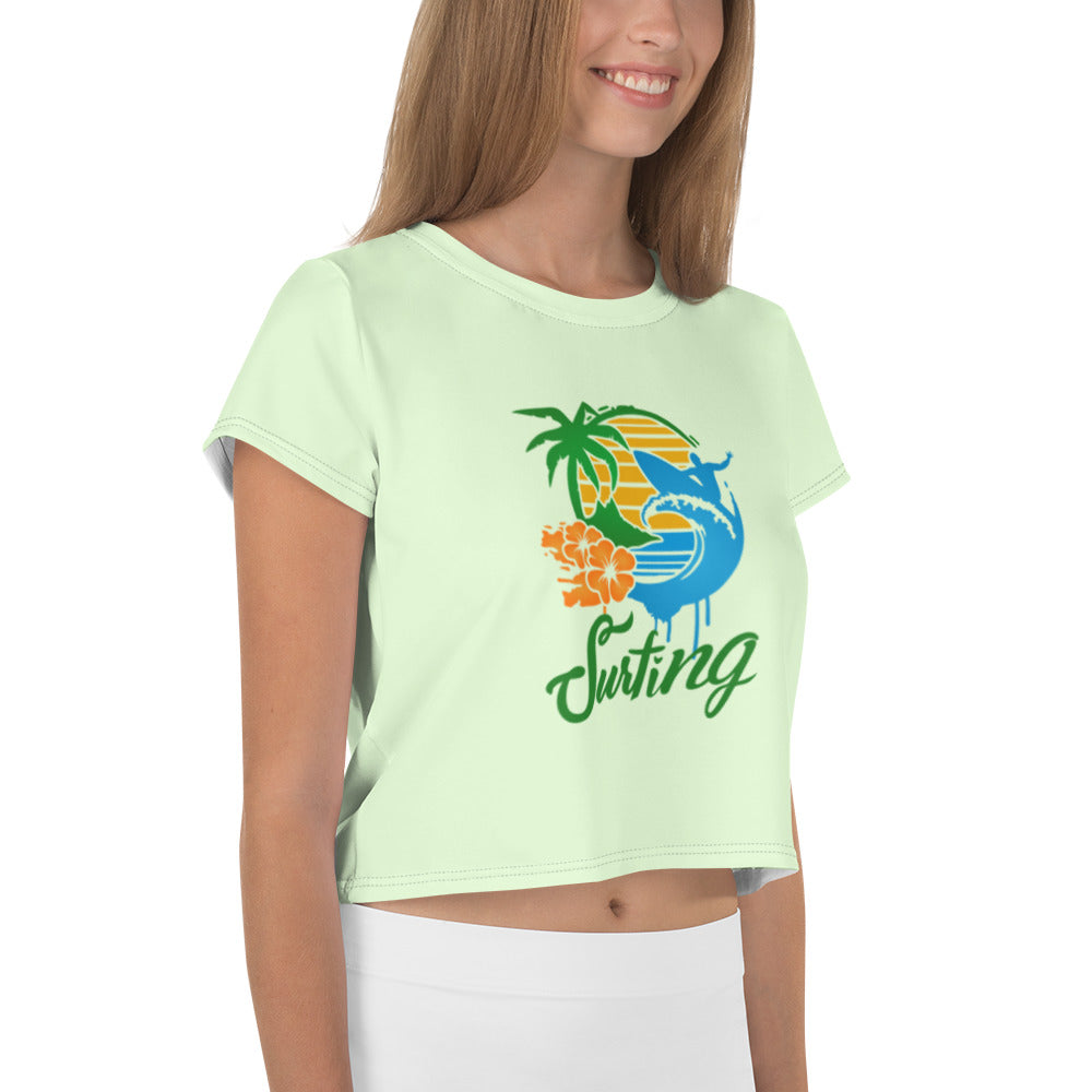 SURFING - All-Over Print Crop Tee