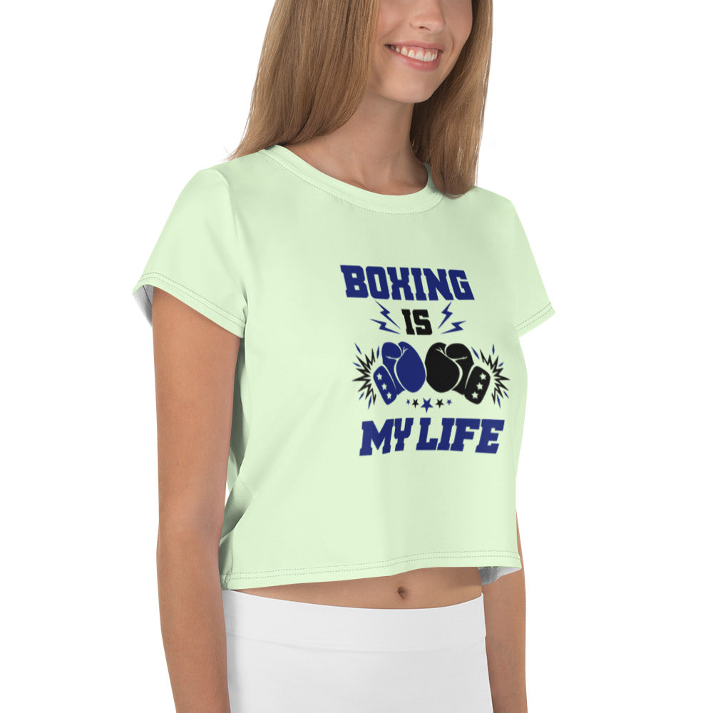 BOXING IS MY LIFE - All-Over Print Crop Tee