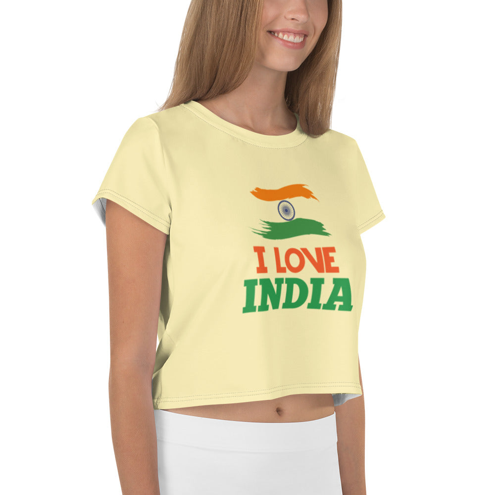 I LOVE INDIA - All-Over Print Crop Tee