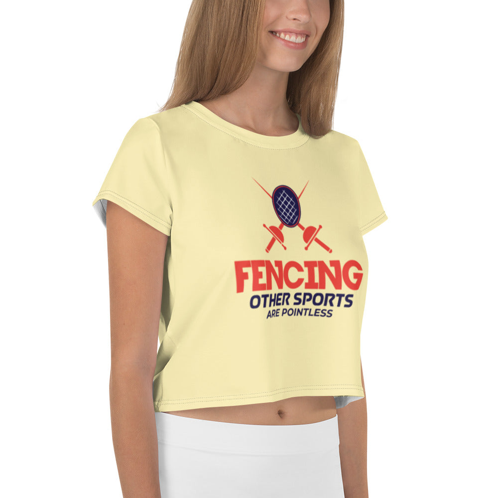 FENCING OTHER SPORTS ARE POINTLESS - All-Over Print Crop Tee