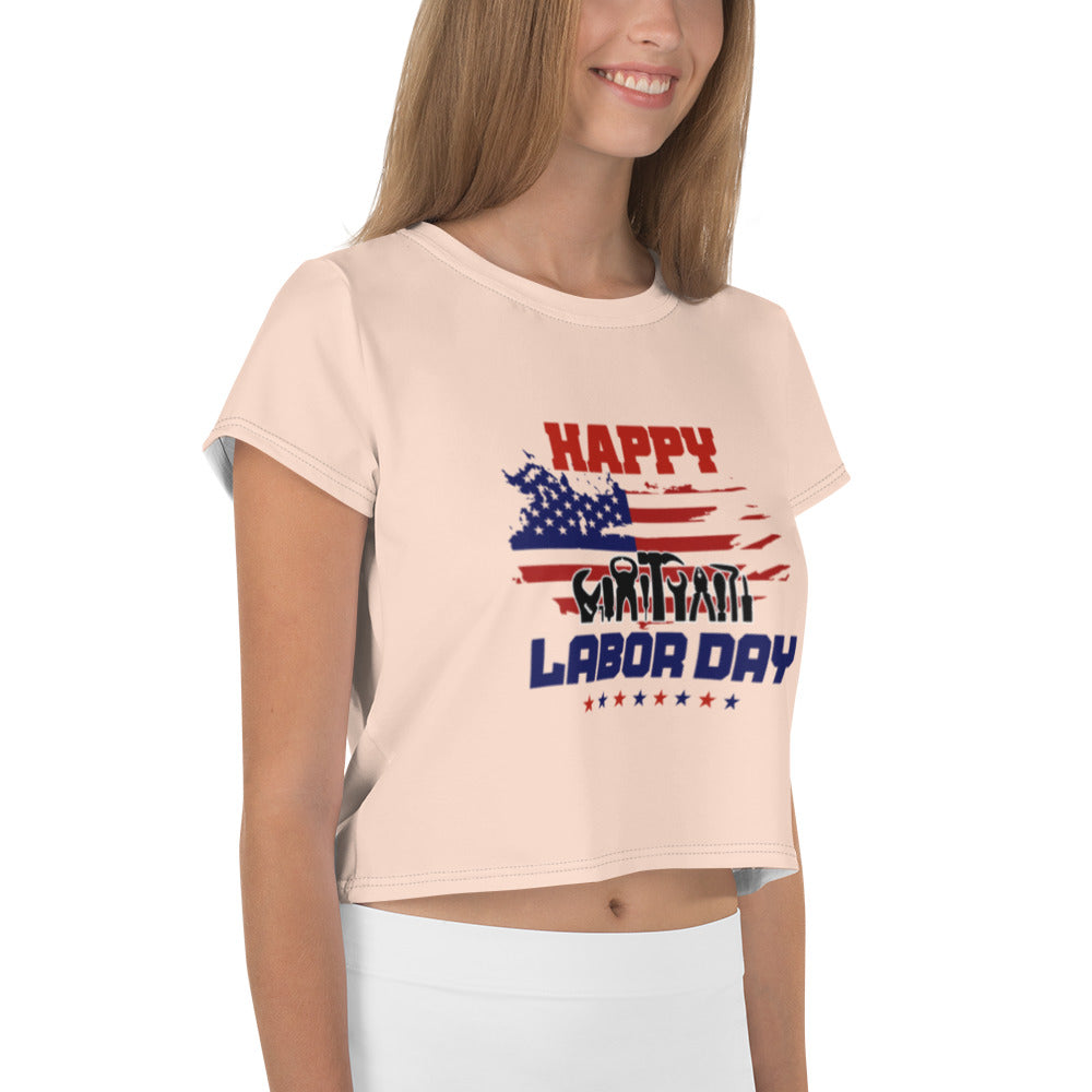 HAPPY LABOR DAY - All-Over Print Crop Tee