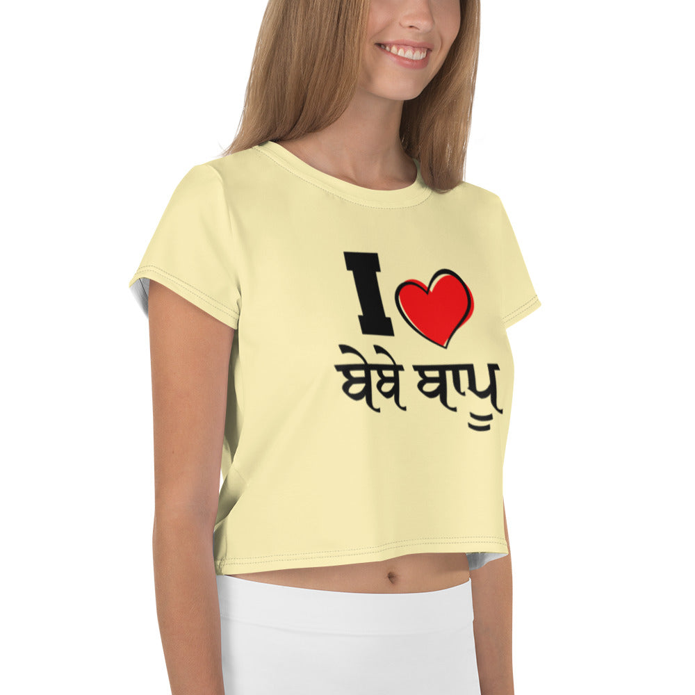 I LOVE BEBE BAPPU - All-Over Print Crop Tee