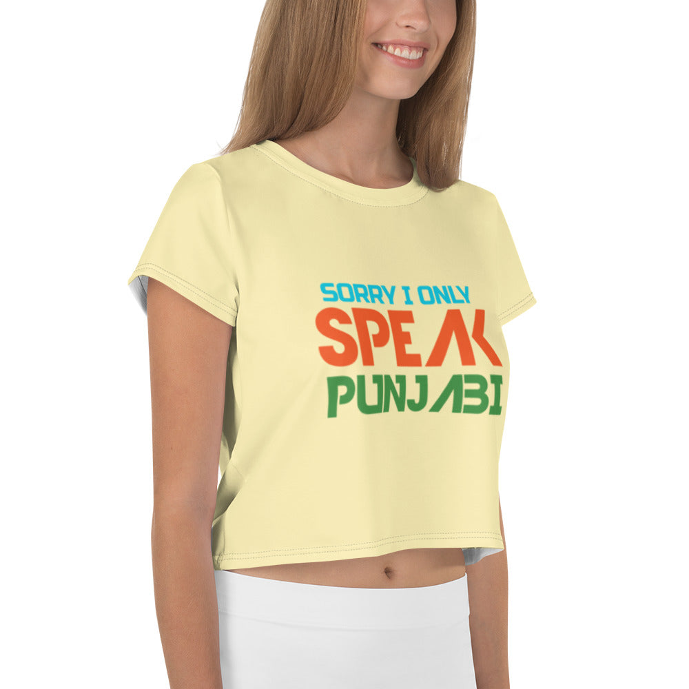 SORRY I ONLY SPEAK PUNJABI - All-Over Print Crop Tee