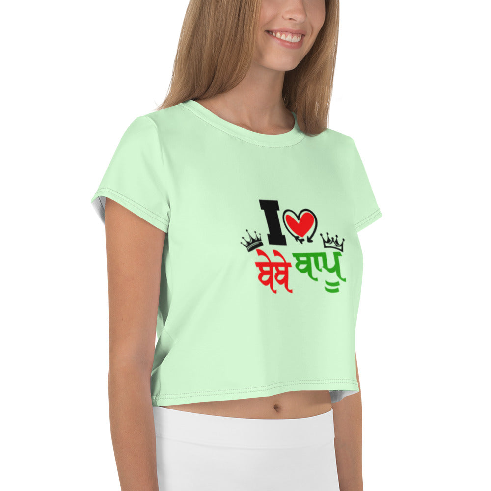 I LOVE BEBE BAPU - All-Over Print Crop Tee