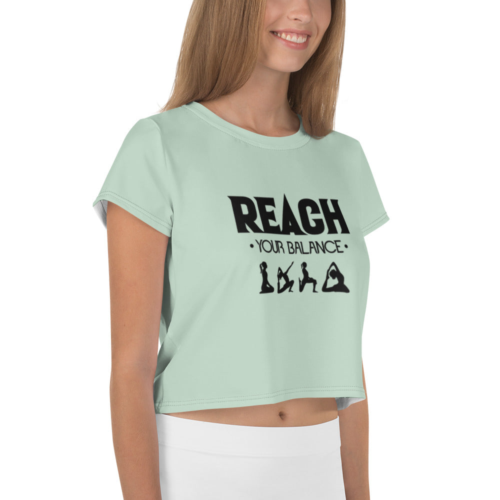 REACH YOUR BALANCE - All-Over Print Crop Tee