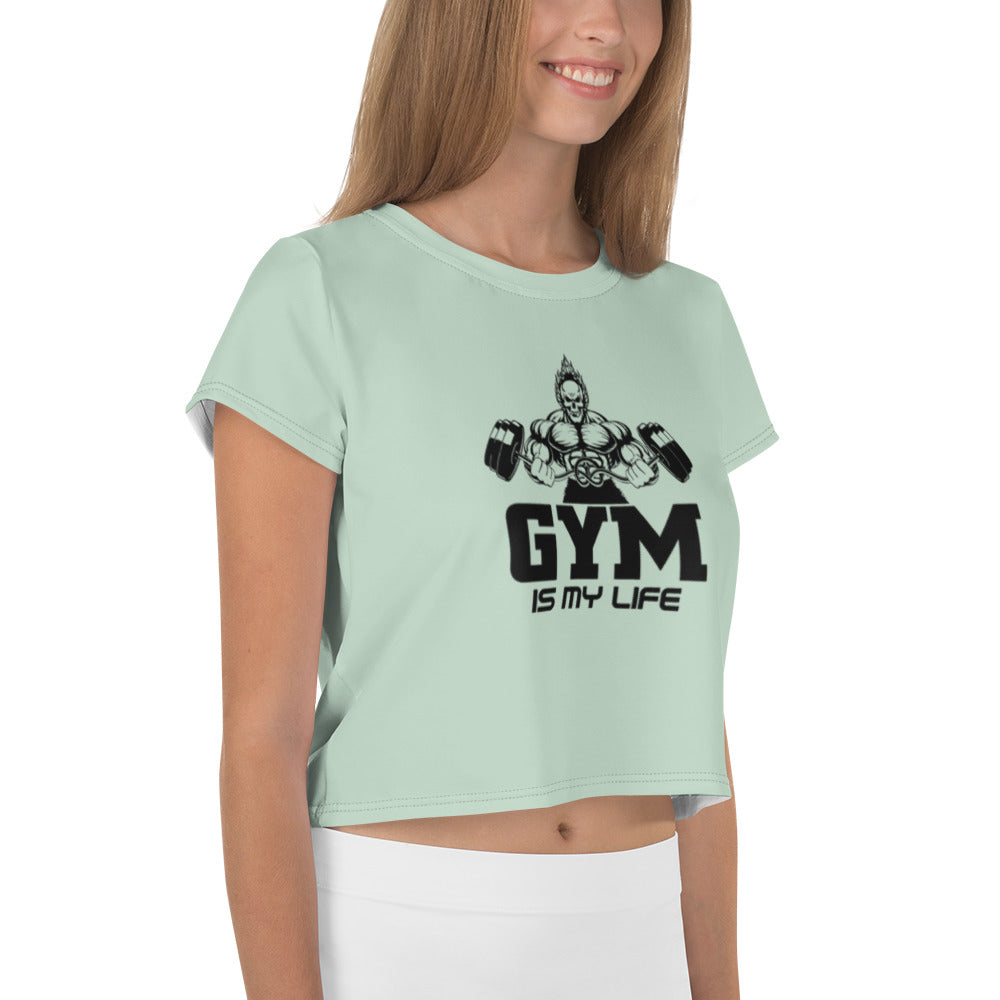 GYM IS MY LIFE - All-Over Print Crop Tee
