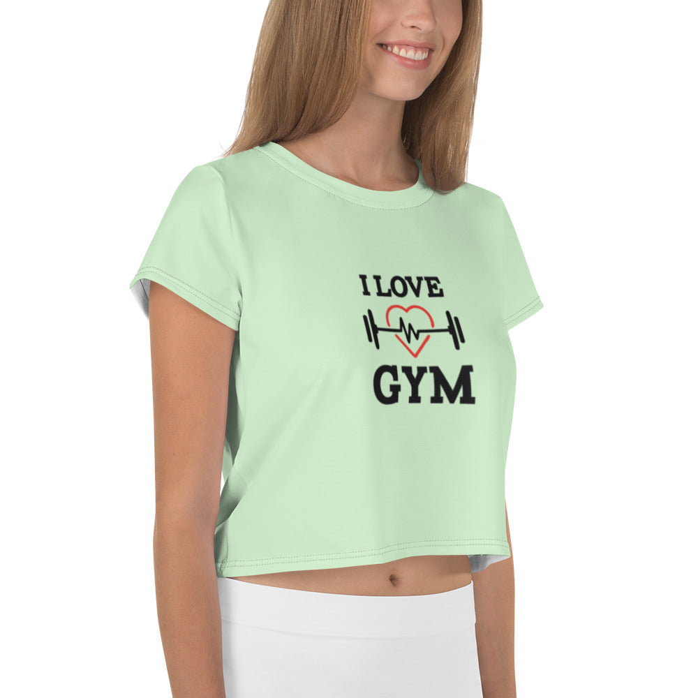 I LOVE GYM - All-Over Print Crop Tee