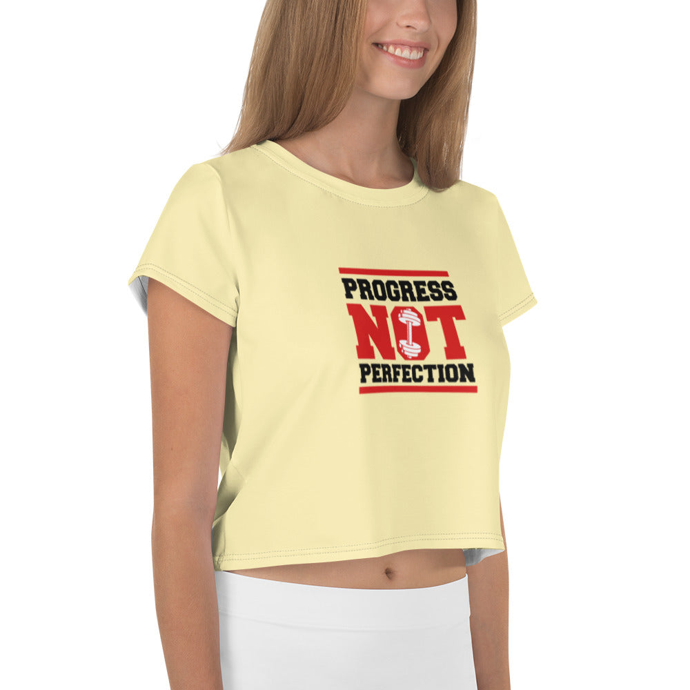 PROGRESS NOT PERFECTION - All-Over Print Crop Tee