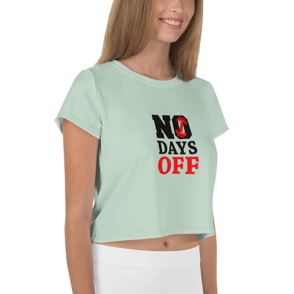 NO DAYS OFF - All-Over Print Crop Tee