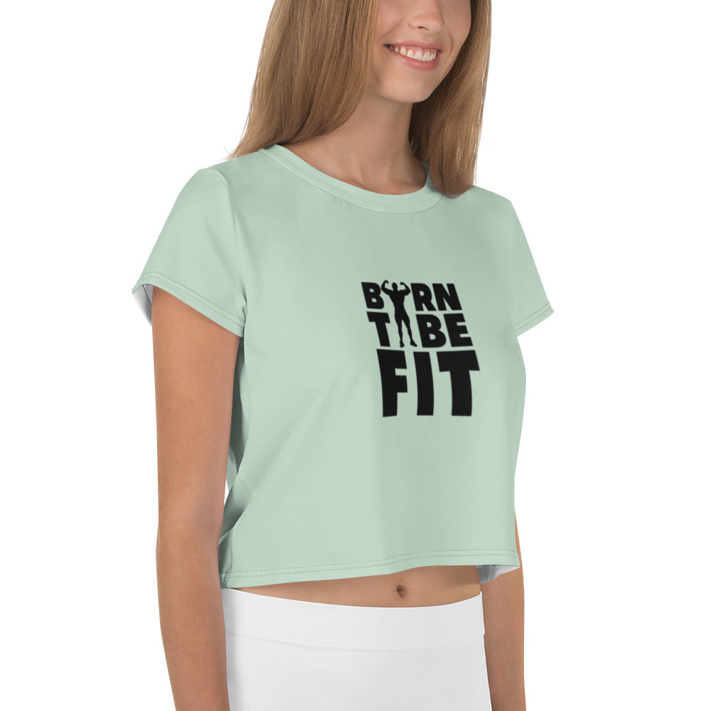 BORN TO BE FIT - All-Over Print Crop Tee