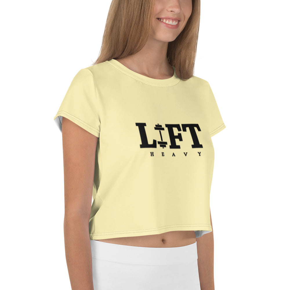 LIFT HEAVY - All-Over Print Crop Tee