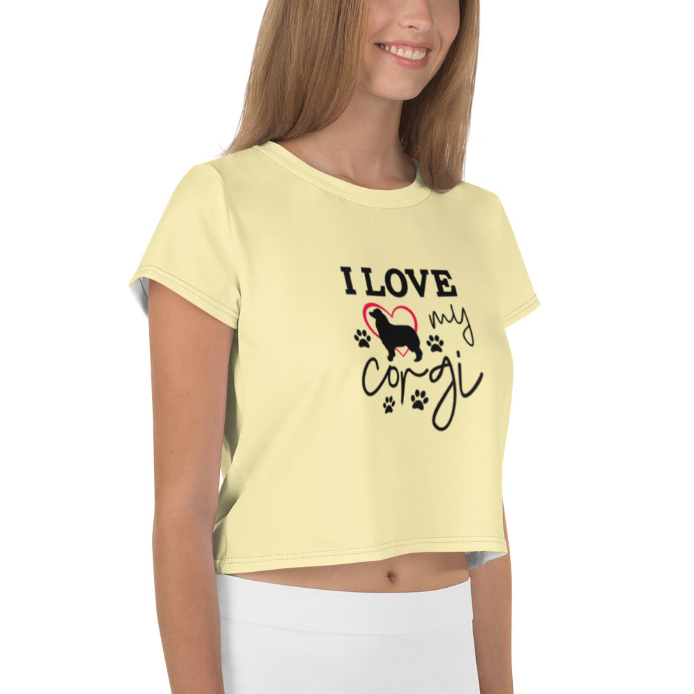 I LOVE MY CORGI - All-Over Print Crop Tee