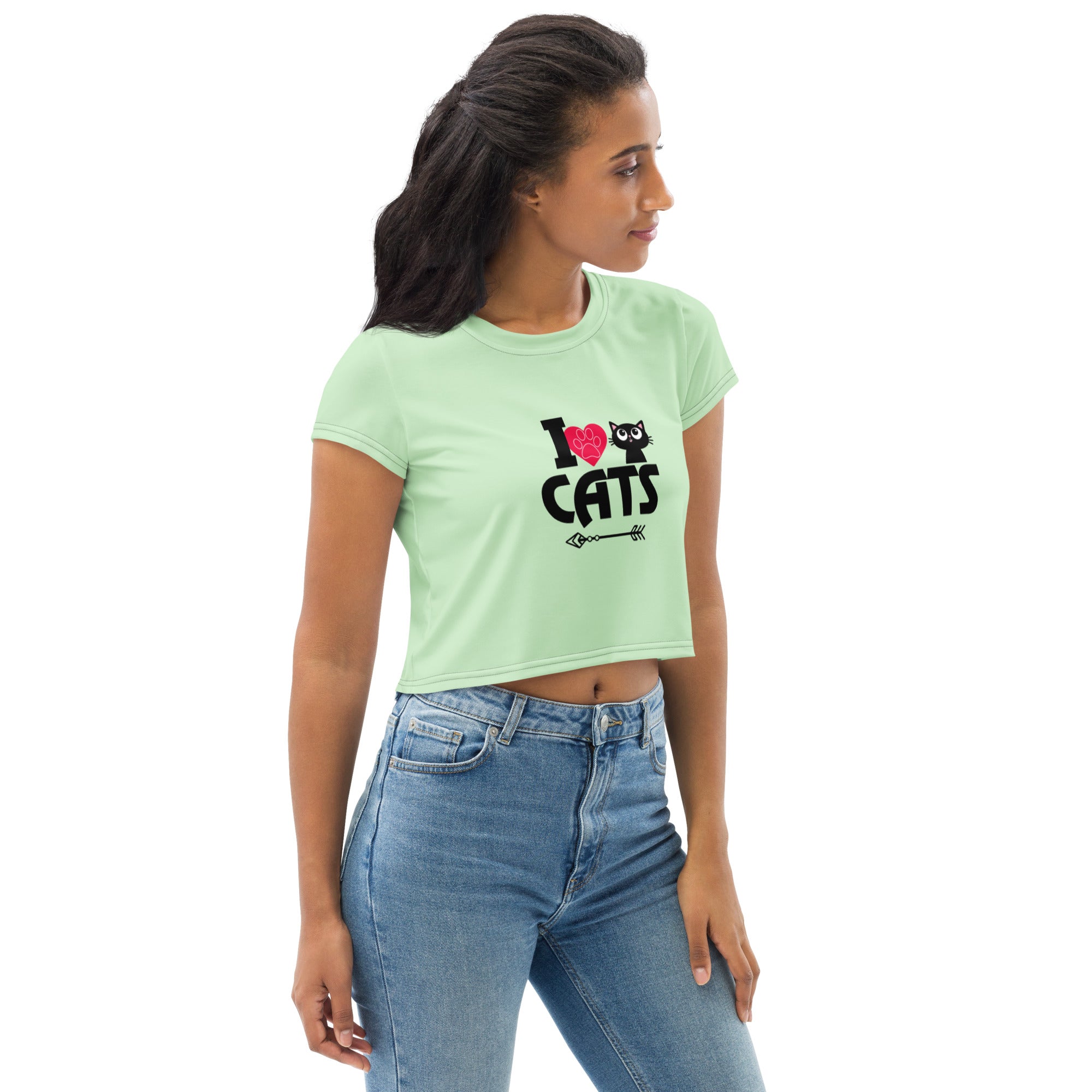 I LOVE CATS - All-Over Print Crop Tee