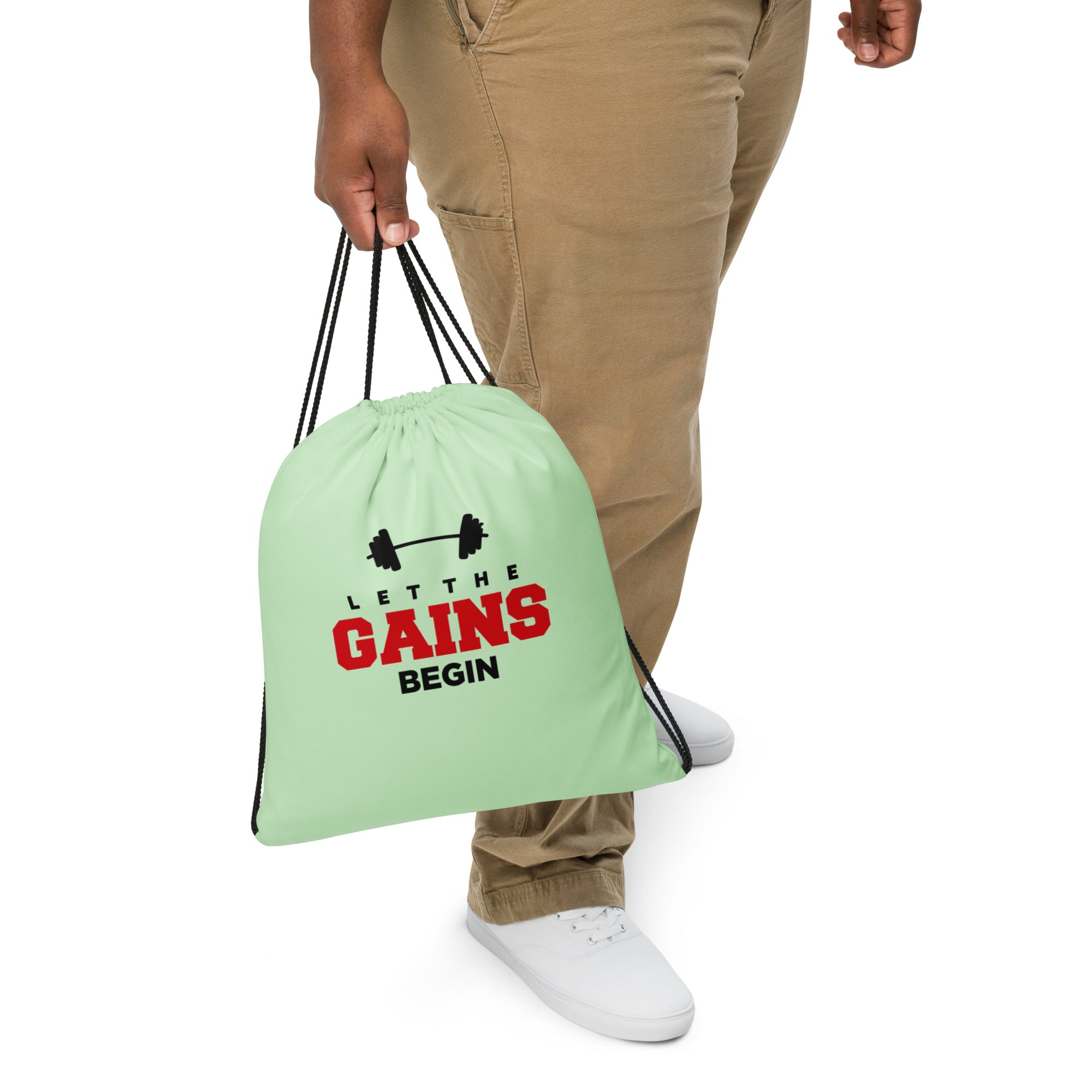 LET THE GAINS BEGIN - Drawstring bag