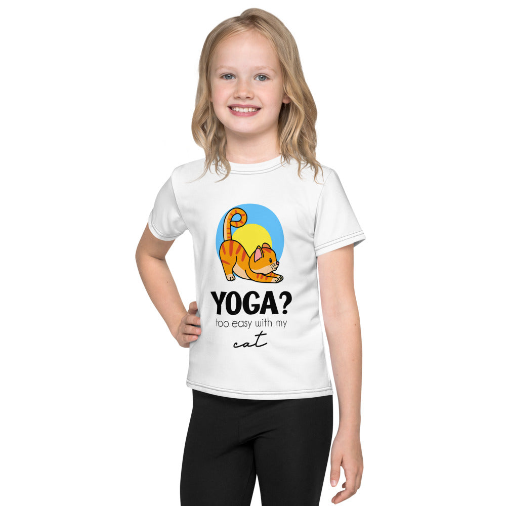 YOGA ? TOO EASY WITH MY CAT - Kids crew neck t-shirt