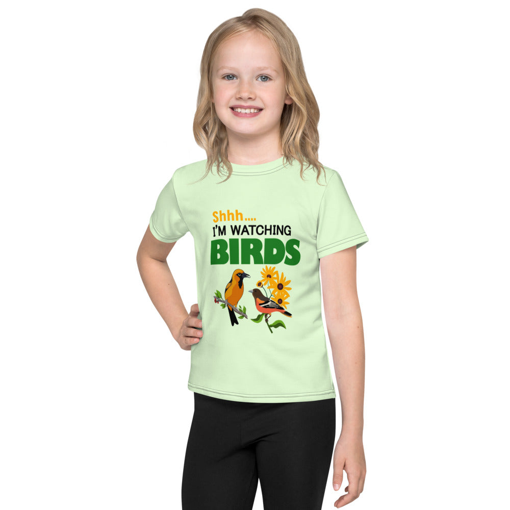 SHHH... I'M WATCHING BIRDS - Kids crew neck t-shirt