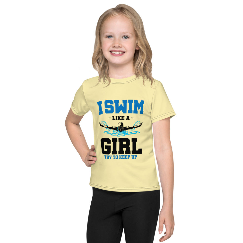 I SWIM LIKE A GIRL TRY TO KEEP UP - Kids crew neck t-shirt