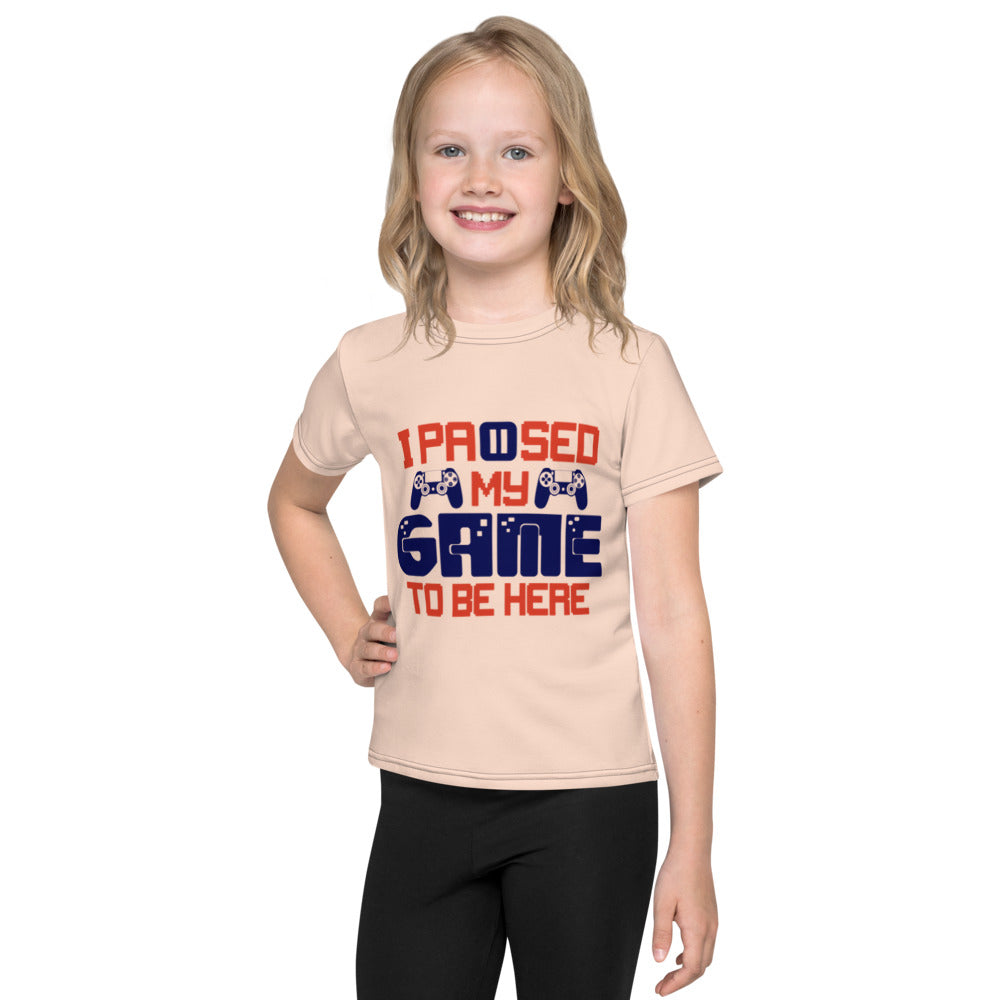 I PAUSED MY GAME TO BE HERE - Kids crew neck t-shirt