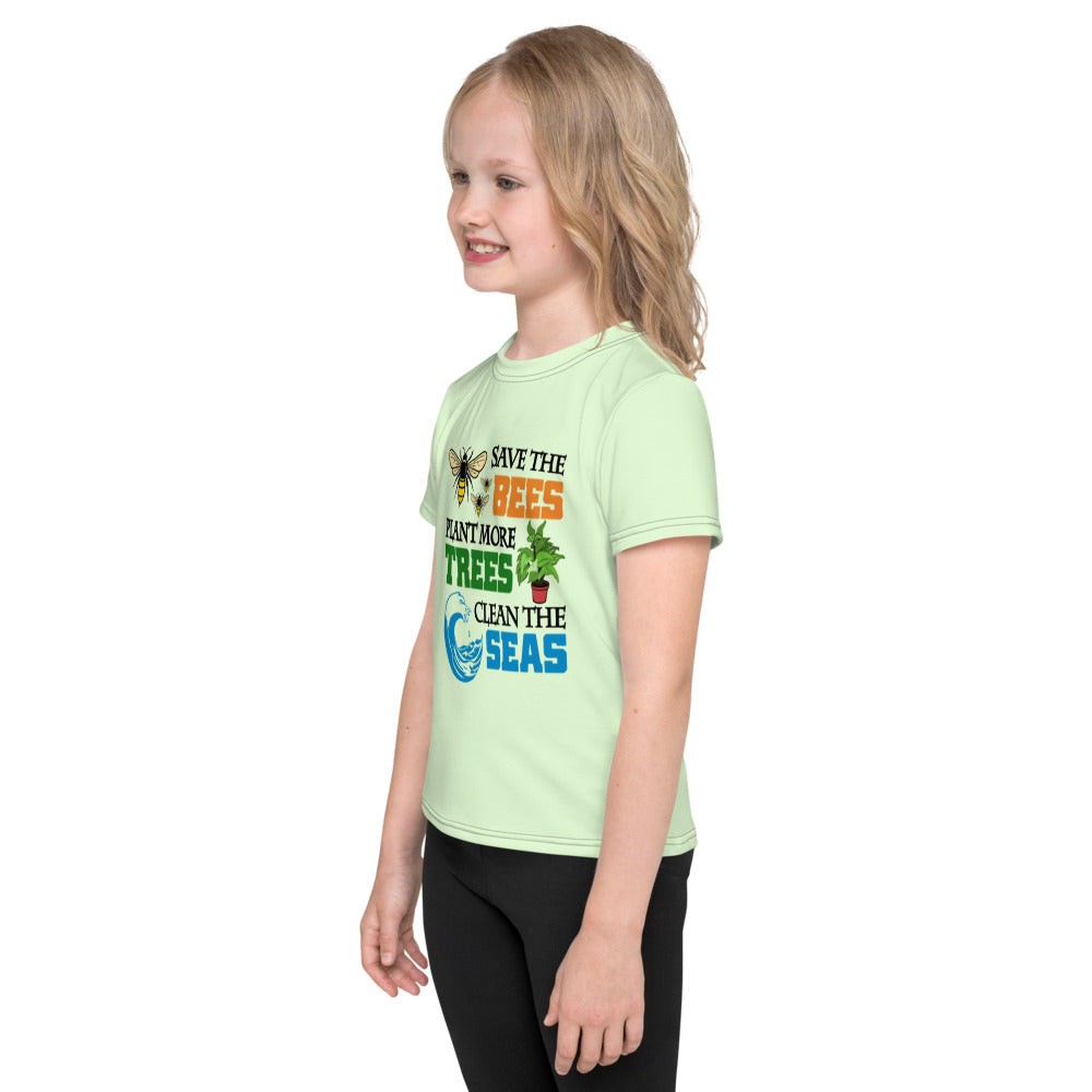 SAVE THE BEES PLANT MORE TREES CLEAN THE SEAS - Kids crew neck t-shirt