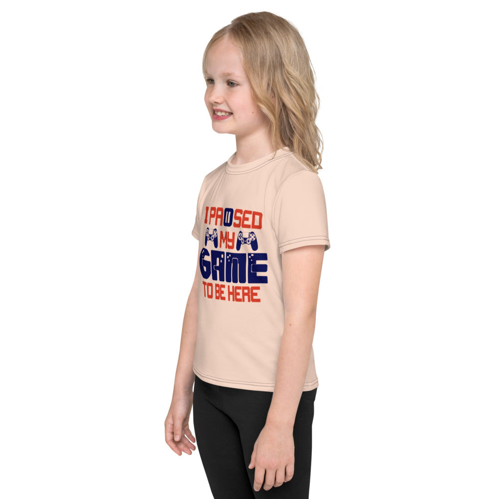 I PAUSED MY GAME TO BE HERE - Kids crew neck t-shirt