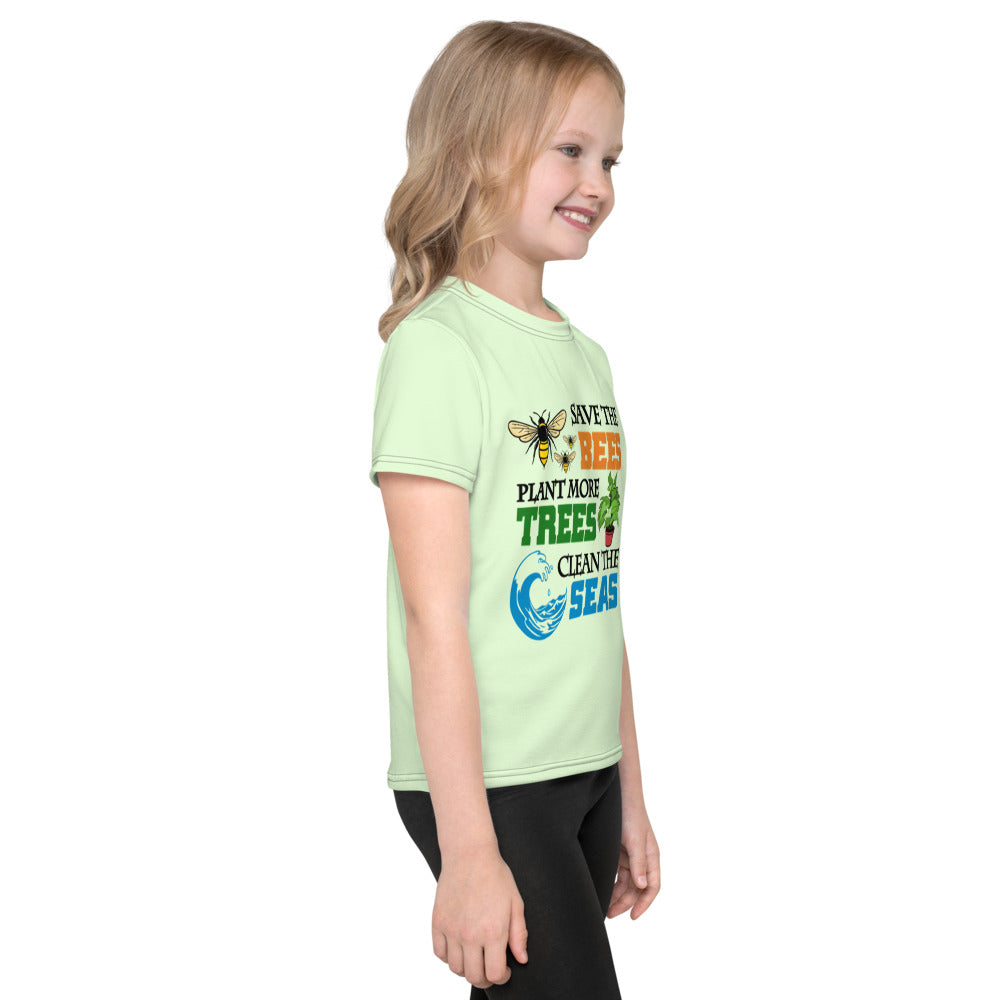 SAVE THE BEES PLANT MORE TREES CLEAN THE SEAS - Kids crew neck t-shirt