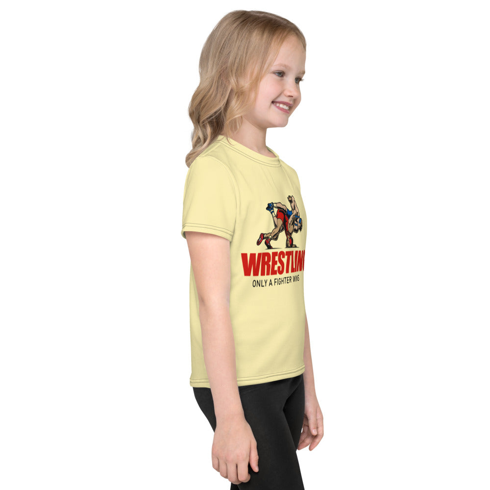 WRESTLING ONLY A FIGHTER WINS - Kids crew neck t-shirt