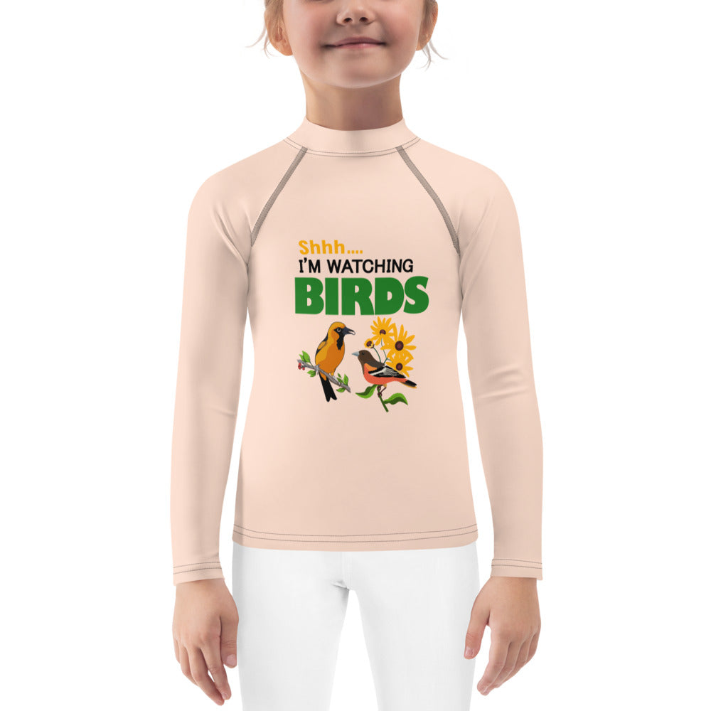 SHHH... I'M WATCHING BIRDS - Kids Rash Guard