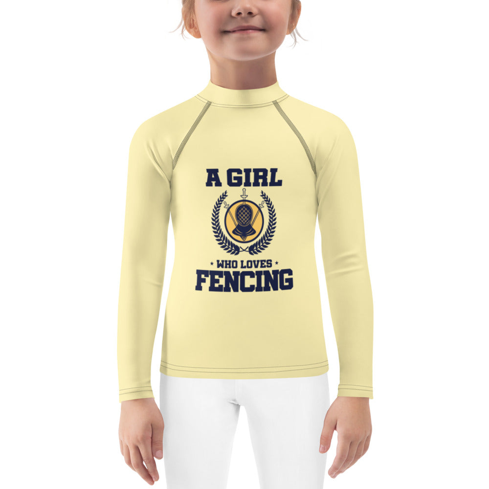 A GIRL WHO LOVES FENCING - Kids Rash Guard