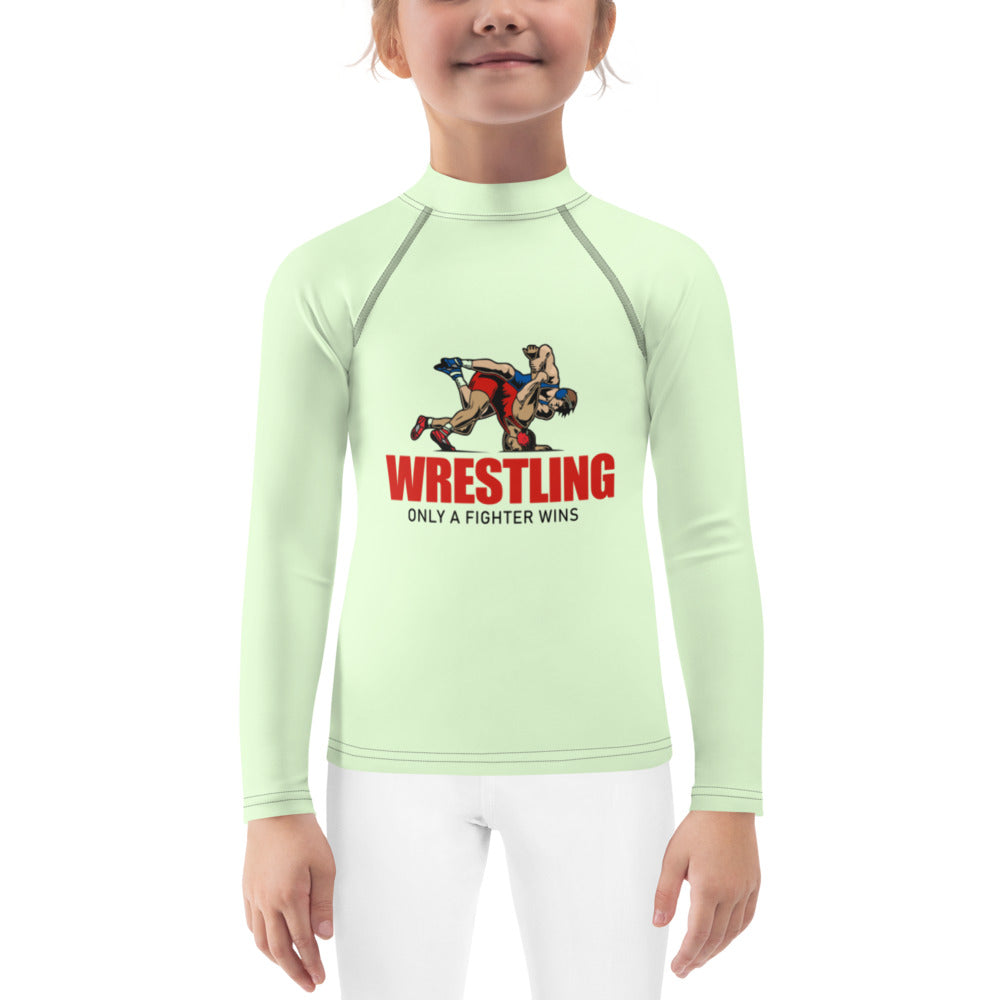 WRESTLING ONLY A FIGHTER WINS - Kids Rash Guard