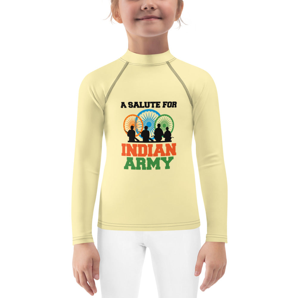 A SALUTE FOR INDIAN ARMY - Kids Rash Guard